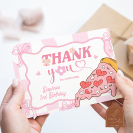 Cartão De Agradecimento Pink Preppy Girl Pizza Thank You Card