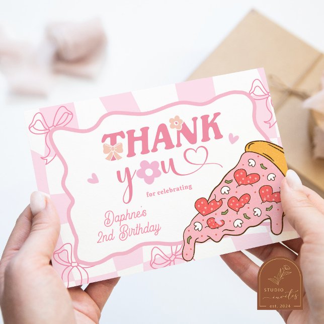 Cartão De Agradecimento Pink Preppy Girl Pizza Thank You Card (Criador carregado)
