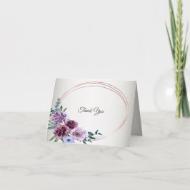 Cartão De Agradecimento Pink Red Floral Geometric Watercolor Wedding Party