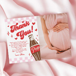 Cartão De Agradecimento Pink Red She's Ready to Pop Baby Shower Photo