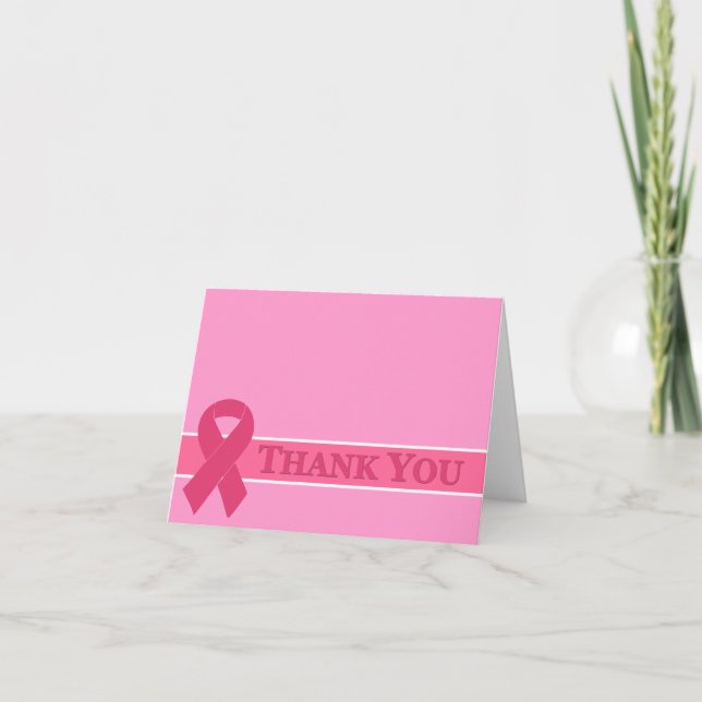 Cartão De Agradecimento Pink Ribbon Thank You Cards (Frente)
