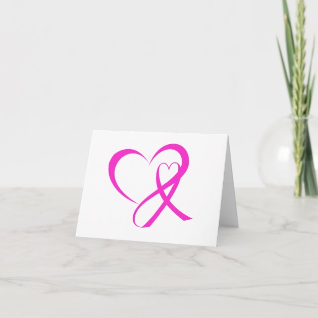 Cartão De Agradecimento Pink Ribbon Thank You or Blank Note (Frente)