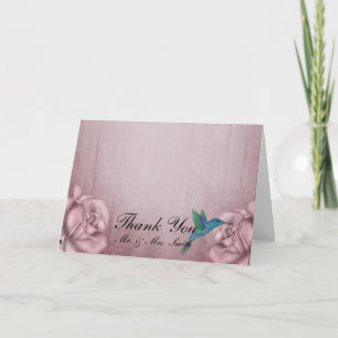 Cartão De Agradecimento Pink Rose Hummingbird Thank You card