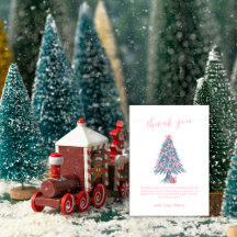 Pink Rustic Winter Bow Christmas Tree Baby Shower 