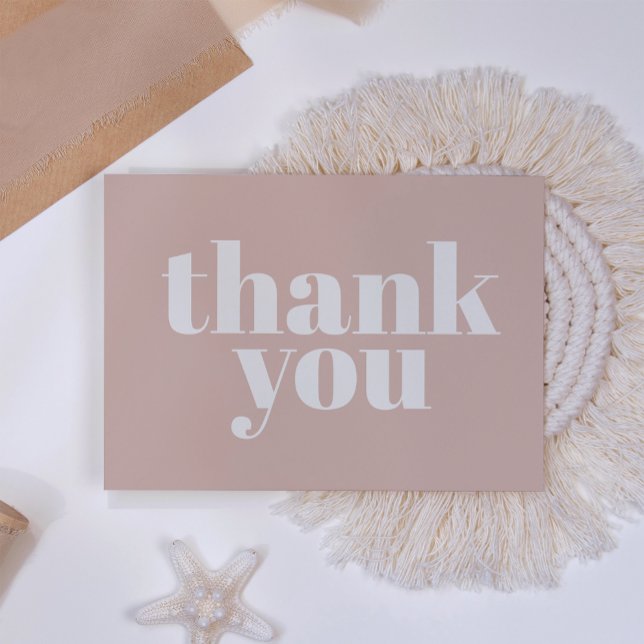 Cartão De Agradecimento Pink Sandstone Typography Baby Shower Thank You (Criador carregado)