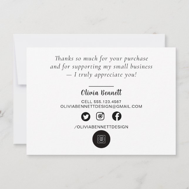 Cartão De Agradecimento Pink Script Business Thank You Note Card (Verso)