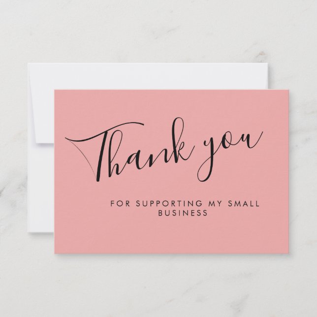 Cartão De Agradecimento Pink Script Thank You Card Discount Review Busines (Frente)