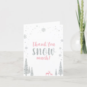 Cartão de Agradecimento Pink & Silver Winter Wonde