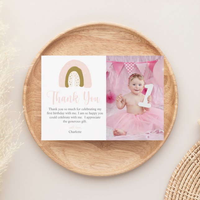 Cartão De Agradecimento Pink Simples Aquarela Arco-Íris Arco-Íris (Criador carregado)