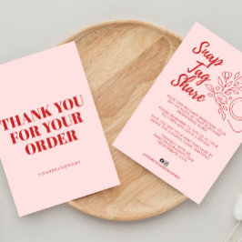 Cartão De Agradecimento Pink Snap Tag Share  Business Thank You Card