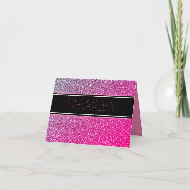 Cartão De Agradecimento Pink Sparkles Thank You Note Card (Frente)