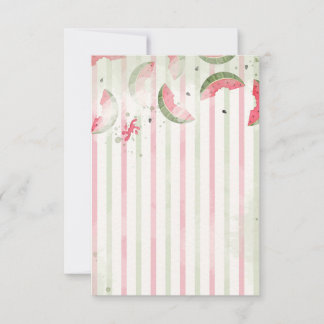 Cartão De Agradecimento Pink Striped Watermelon First Birthday Party Invit