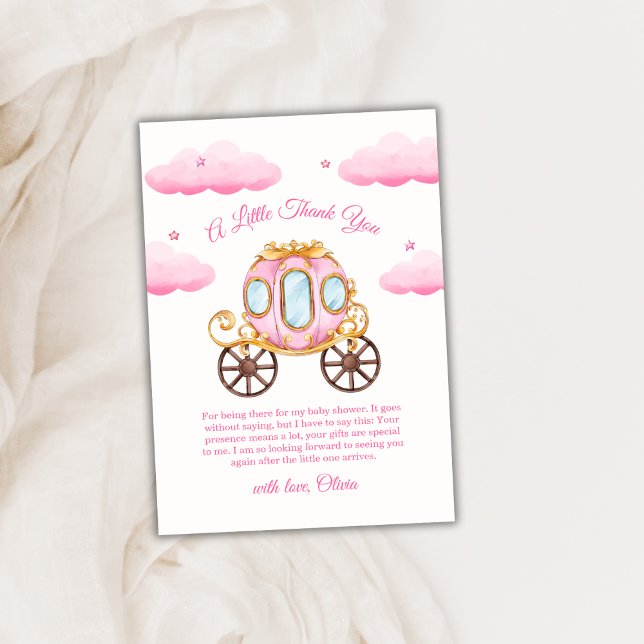 Cartão De Agradecimento Pink Sweet Fairy Princess Carriage Baby Shower  (Pink Sweet Fairy Princess Carriage Baby Shower Thank You Card)