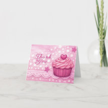 Pink Thank You Card - Celebration Cupcake Theme