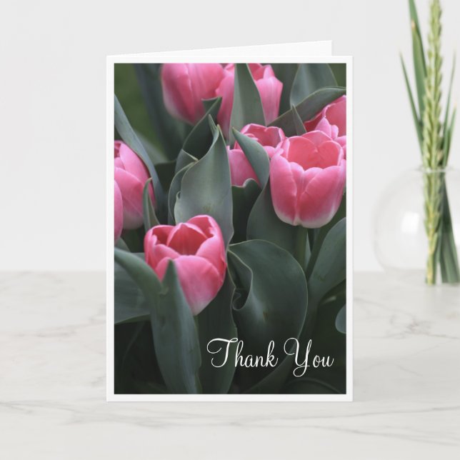Cartão De Agradecimento Pink Tulip Thank You Cards (Frente)