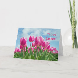 Cartão De Agradecimento Pink Tulips Easter Card