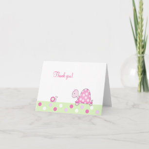 Cartão De Agradecimento Pink Turtle and Snail Folded Thank you notes