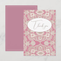 Cartão de Agradecimento Pink Vintage Lace Flat