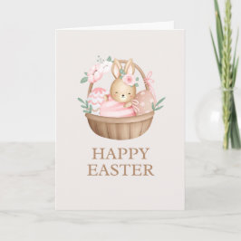 Cartão De Agradecimento Pink Watercolor Bunny Easter Holiday Card