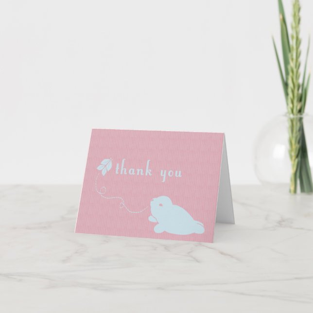 Cartão De Agradecimento Pink White-Harp Thank You Card (Frente)