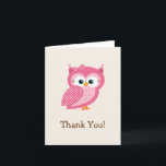 Cartão De Agradecimento Pink & White Polka Dot Owl Thank You<br><div class="desc">Cute,  simple Pink & White Polka Dot Owl  Thank You note. Can be used for Baby Shower thank you cards,  kid's birthday thanks or other shower / party occasions.</div>
