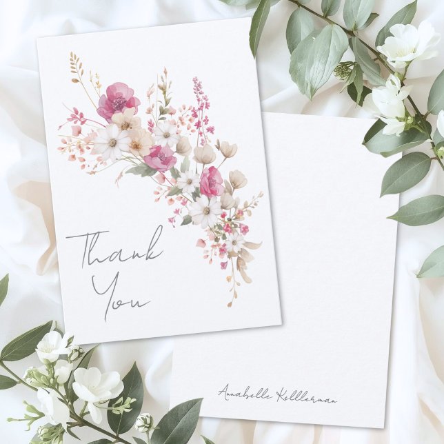Cartão De Agradecimento Pink Wildflower (Pink Wildflower Thank You Card )