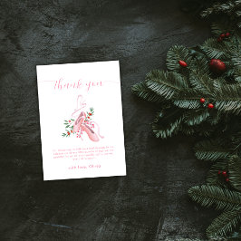 Cartão De Agradecimento Pink Winter Ballerina Tutu Cold Baby Shower