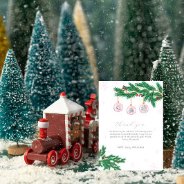 Cartão De Agradecimento Pink Winter Clothesline Ornaments Baby Shower 