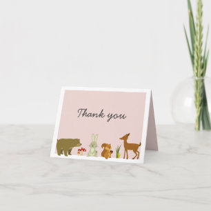 Cartão de agradecimento Pink woodland Friends