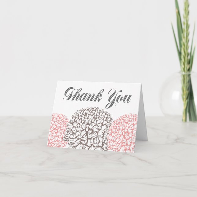 Cartão De Agradecimento Pink Zinnia Flowers Thank You Greeting Card (Frente)