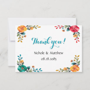 Cartão De Agradecimento Pintado Romance Wedding