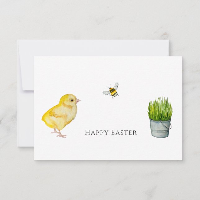 Cartão De Agradecimento pintinhos felzs pascoa e flores de primavera (Verso)