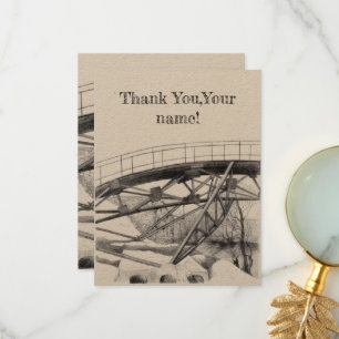 Cartão De Agradecimento Pinto-ponte antigo monocromo