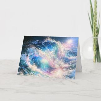 Cartão De Agradecimento Pintura Abstrata Onda Rosa Aqua