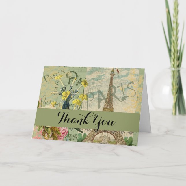 Cartão De Agradecimento Pintura de Arte Antiquada por Viagem da França de  (Frente)