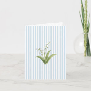 Cartão De Agradecimento Pintura de Flor de Lírio do Vale com Listra Azul