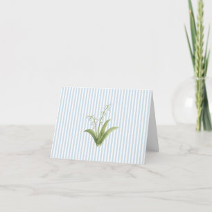 Cartão De Agradecimento Pintura de Flor de Lírio do Vale com Listra Azul