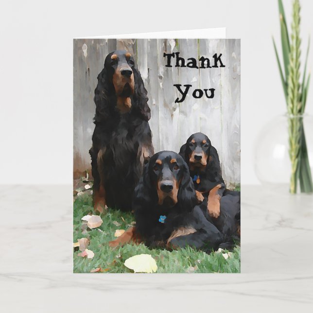 Cartão De Agradecimento Pintura de Gerações do Gordon Setter Obrigado Nota (Frente)