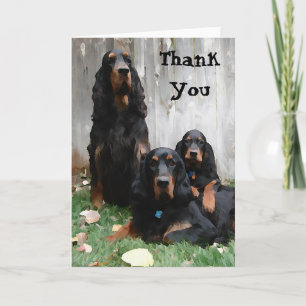 Cartão De Agradecimento Pintura de Gerações do Gordon Setter Obrigado Nota