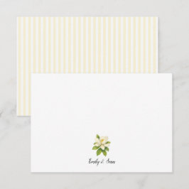 Cartão De Agradecimento Pintura de Magnólia Personalizada Listra Préppy