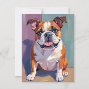 Cartão De Agradecimento Pintura de Pet Bulldog Aquarela Caprichosa Cachorr