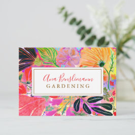 Cartão De Agradecimento Pintura floral moderna e abstrata de jardinagem