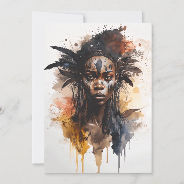 Cartão De Agradecimento Pintura Por Aquarela, Lindas Mulheres Africanas (Frente)