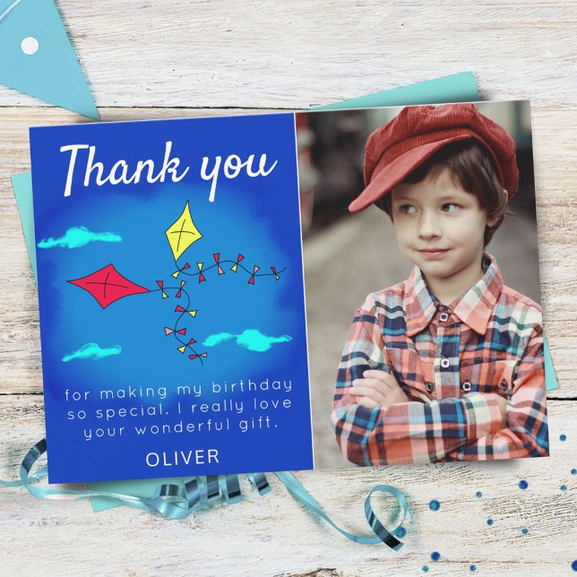 Cartão De Agradecimento Pipas Lindas Vermelho Amarelo Nome Aniversário Inf (Criador carregado)