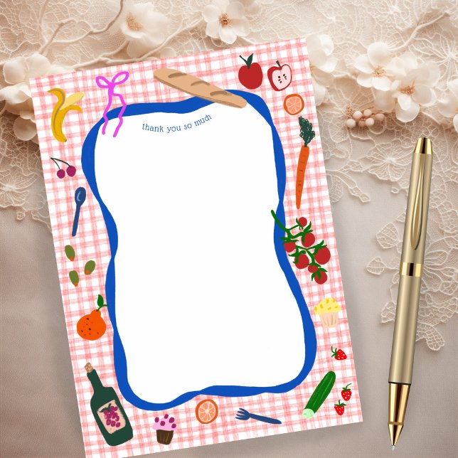 Cartão De Agradecimento Piquenique de Gingham Moderno Fofo PERSONALIZADO D (Gingham Picnic Modern Cute CUSTOM BIRTHDAY Thank You Card
)