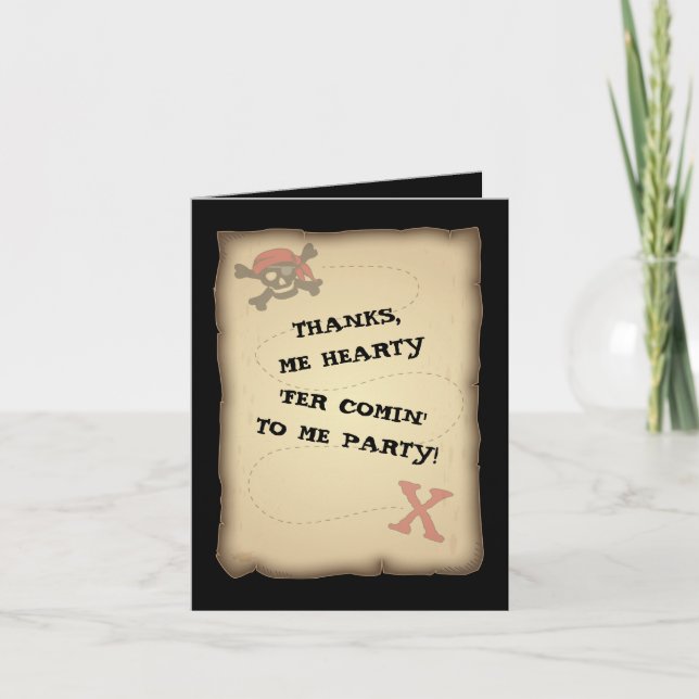 Cartão De Agradecimento Pirate Treasure Map Thank You Note Card (Frente)