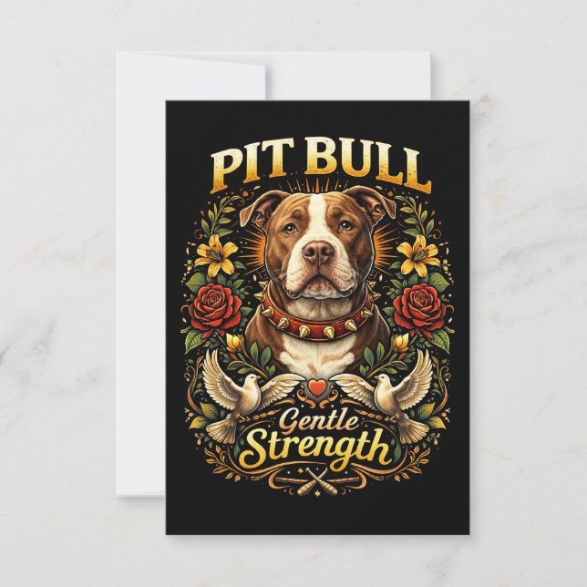 Cartão De Agradecimento Pit Bull: Força Gentil (Frente)