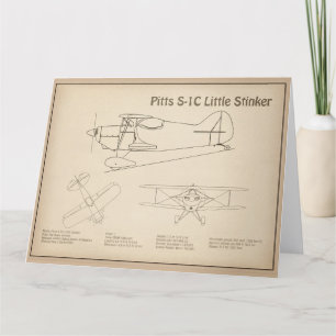 Cartão De Agradecimento Pitts S-1C - Planos de Blueprint do Avião SD