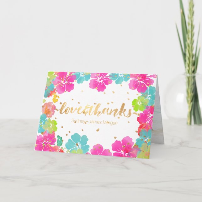 Cartão De Agradecimento PixDezines Aloha Hibiscus Leis/Obrigado (Frente)