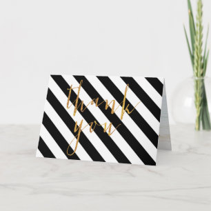 Cartão De Agradecimento PixDezines black+white+stripes thank you cards